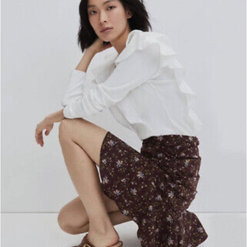 VERONICA BEARD Taras Floral Skirt Off-White Multi